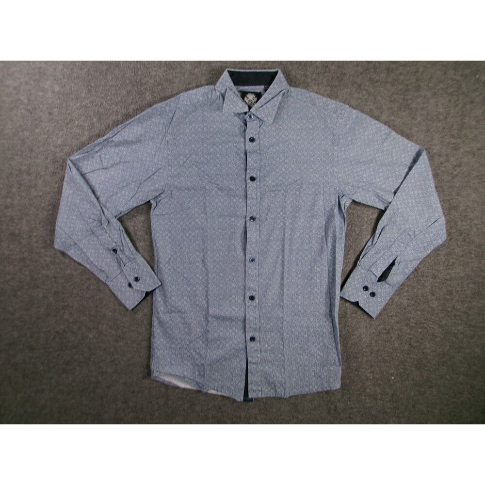 English Laundry Shirt Mens Small Blue Micro Geometric Classic Long Sleeve Preppy